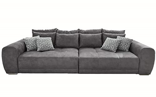 Big Sofa XXL 306 cm x 134 cm, bequeme Lounge Couch mit hochwertiger Federkernpolsterung, viele Kissen, Liegefläche 120 cm x 240 cm, angenehmer Mikrofaserstoff-Bezug in Grau / 15114 von luma-home Schönes für Dein Zuhause