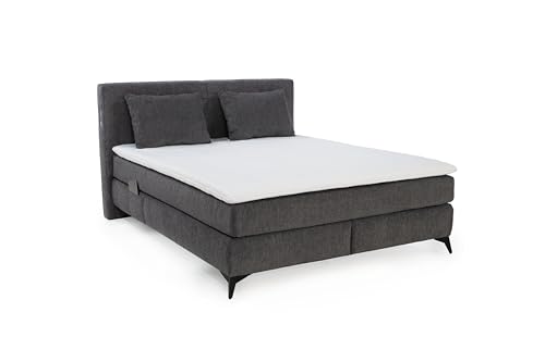 Boxspringbett 160x200 cm, 2x 7-Zonen-Tonnentaschen-Federkernmatratzen H3 inkl. Kaltschaum-Topper, Bonell-Federkernpolsterung, LED-Beleuchtung, USB-Ladeports, Bezug Chenille Dunkelgrau / 20042 Boxspringbett 160x200 cm, 2x 7-Zonen-Tonnentaschen-Federkernmatratzen H3 inkl. Kaltschaum-Topper, Bonell-Federkernpolsterung, LED-Beleuchtung, USB-Ladeports, Bezug Chenille Dunkelgrau / 20042 von luma-home Schönes für Dein Zuhause