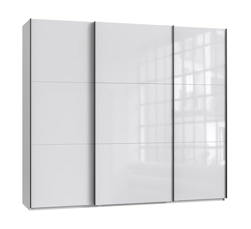 Schwebetürenschrank 3-türig B250/H216/T65 cm in Weiß mit Glasfront, schwarzen Griffleisten, inkl. Selbsteinzug, Kleiderschrank mit Einlegeböden, Kleiderstangen, Schubladen, Wäscheeinteilung / 22030 Schwebetürenschrank 3-türig B250/H216/T65 cm in Weiß mit Glasfront, schwarzen Griffleisten, inkl. Selbsteinzug, Kleiderschrank mit Einlegeböden, Kleiderstangen, Schubladen, Wäscheeinteilung / 22030 von luma-home Schönes für Dein Zuhause