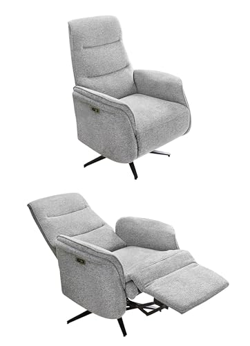 TV-Relaxsessel B74/H108/T89 cm mit zweimotorischer Verstellung, elektrische Relaxfunktion, Heizung im Rücken, Massagefunktion, Federkern und Wellenunterfederung, Chenille-Bezug in Grau / 15600 von luma-home Schönes für Dein Zuhause