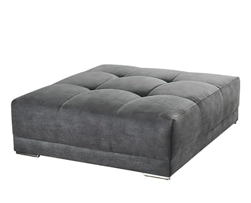 XXL-Hocker 120 cm x 120 cm mit Federkernpolsterung und markanten Steppungen in der Sitzfläche, passende Ergänzung zum Big Sofa 15113, angenehmer Mikrofaserstoff-Bezug in Grau / 15139 von luma-home Schönes für Dein Zuhause