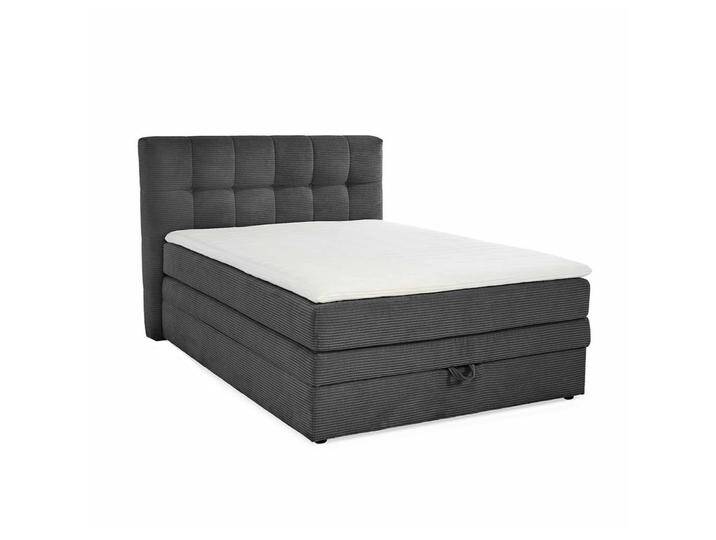 Boxspringbett 140x200 cm H3 Federkernmatratze Bonell Topper Cord Grau Anthrazit / 20035 von luma-home