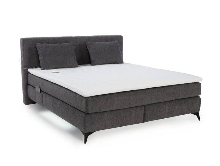 Boxspringbett 180x200 cm H3+H4 Federkernmatratzen Bonell Topper Chenille Dunkelgrau / 20045 von luma-home