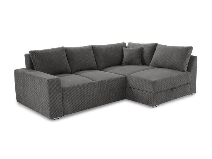 ECKSOFA-DAUERSCHLÄFER Federkern Topper Bettkasten Schlafcouch Cord Grau Anthrazit / 15233 von luma-home