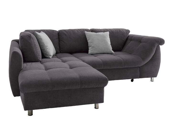 Ecksofa Schlafcouch L-Garnitur ausziehbar Ottomane links Mikrofaser Anthrazit / 17008 von luma-home
