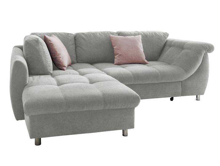 Ecksofa Schlafcouch L-Garnitur ausziehbar Ottomane links Mikrofaser in Grau / 17004 von luma-home