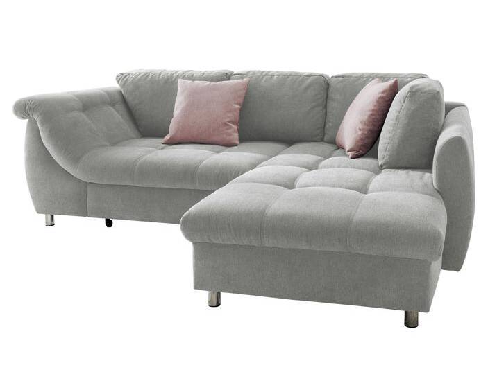 Ecksofa Schlafcouch L-Garnitur ausziehbar Ottomane rechts Mikrofaser in Grau / 17003 von luma-home