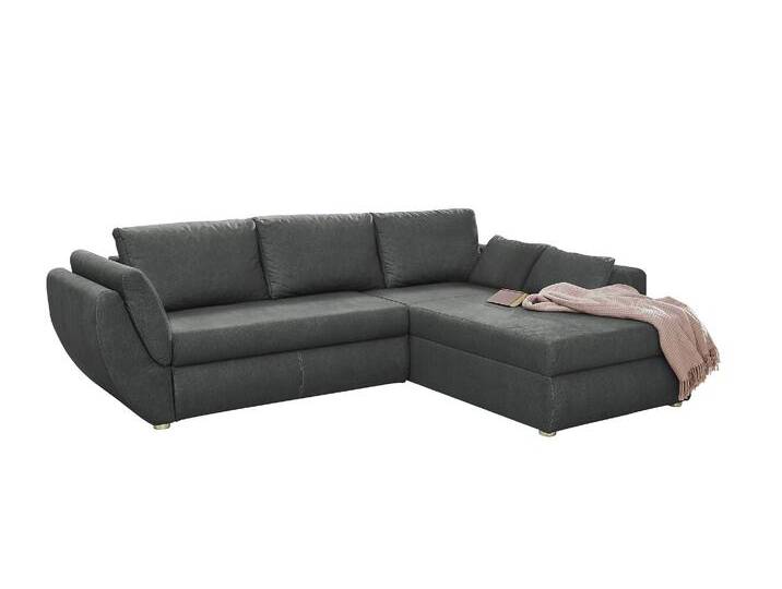 Ecksofa Schlaffunktion Couch mit Rutschenlehne Bettkasten Mikrofaser Dunkelgrau / 15228 Ecksofa Schlaffunktion Couch mit Rutschenlehne Bettkasten Mikrofaser Dunkelgrau / 15228 von luma-home
