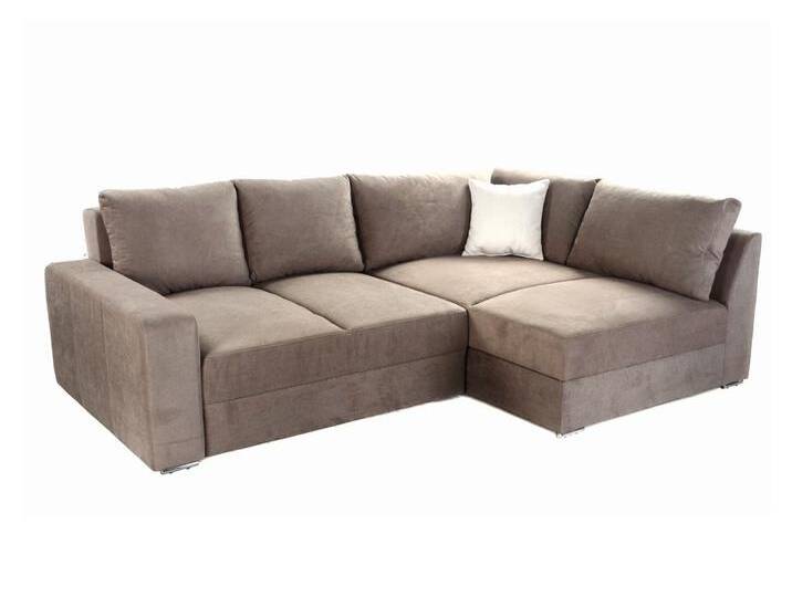 Federkern Ecksofa Schlafcouch L-Polsterecke mit Topper Bettkasten in Hell-Braun / 15108 von luma-home