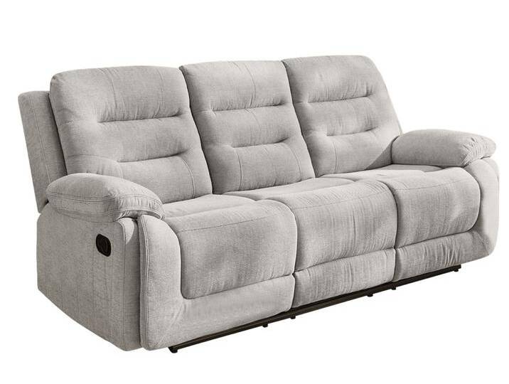 Federkern Relax Sofa Dreisitzer mit Liegefunktion 3er Couch Stoff Chenille Grau / 15503 von luma-home