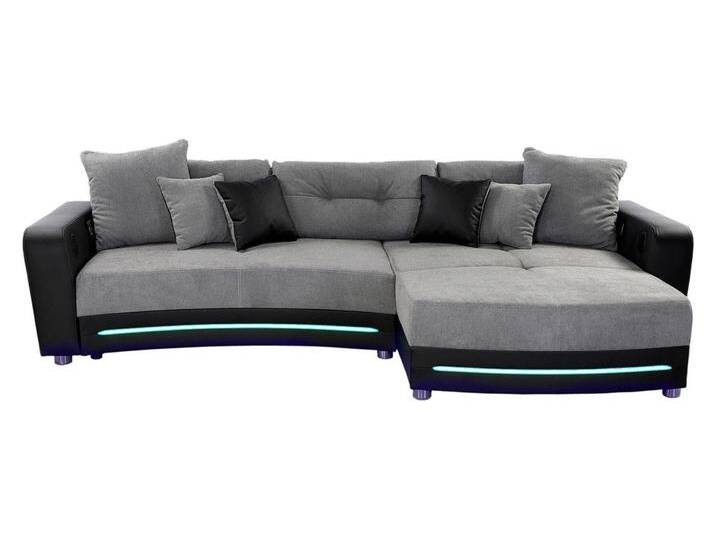 Multimedia Ecksofa Couch mit RGB-LED Bluetooth Soundsystem USB in Grau / Schwarz / 15411 Multimedia Ecksofa Couch mit RGB-LED Bluetooth Soundsystem USB in Grau / Schwarz / 15411 von luma-home