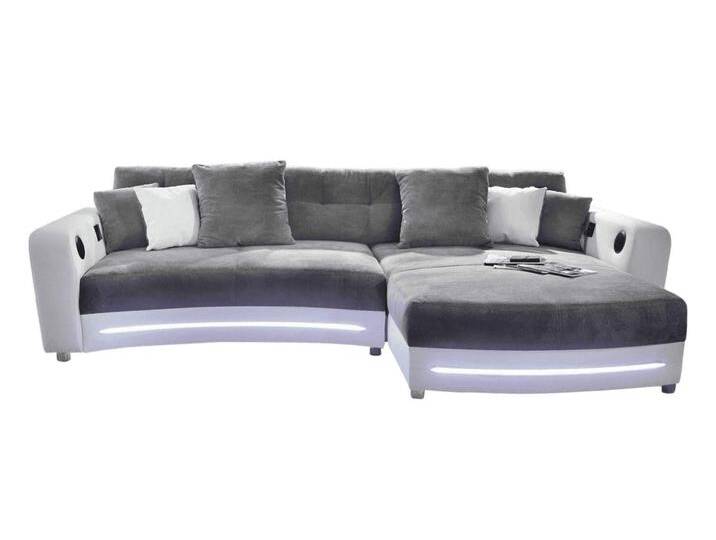 Multimedia Ecksofa Couch mit RGB-LED Bluetooth Soundsystem USB in Grau / Weiß / 15410 Multimedia Ecksofa Couch mit RGB-LED Bluetooth Soundsystem USB in Grau / Weiß / 15410 von luma-home