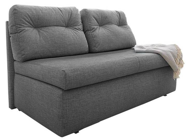 Praktisches Schlafsofa 136 cm breit Couch mit Funktion Bettkasten Gästebett Grau / 15119 von luma-home