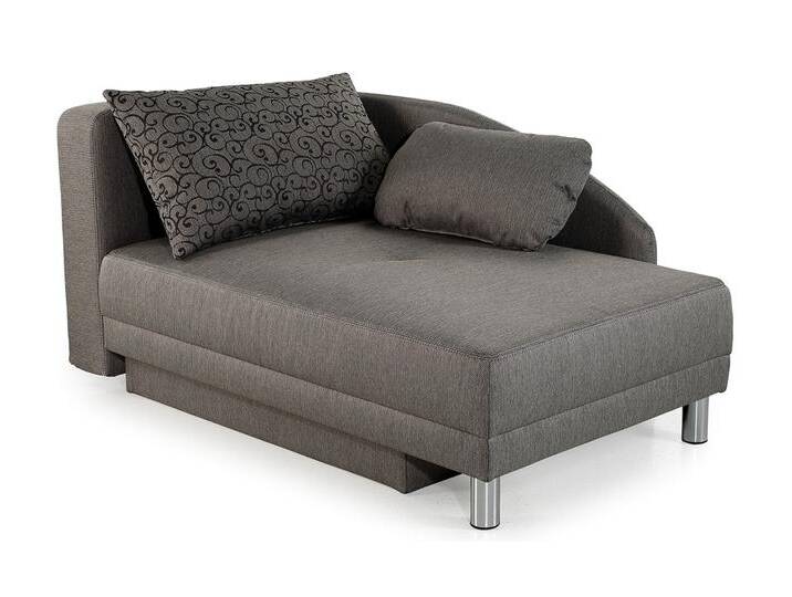 Recamiere Federkern Schlafsofa Couch Liege Gästebettfunktion Stauraum Stoff Grau / 15123 von luma-home