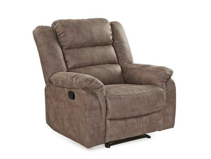 Relax Fernsehsessel TV Liegefunktion Federkernpolster Stoff Vintage Grau Braun / 15132 von luma-home