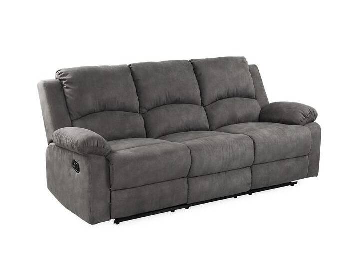 3-Sitzer-Relaxsofa Couch Liegefunktion Federkern Polster Stoff Vintage Anthrazit / 15131 von luma-home
