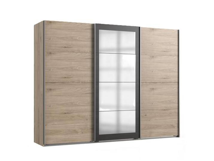 Schwebetürenschrank 3-türig Spiegel Kleiderstangen Einlegeböden Eichedekor Grau / 22002 Schwebetürenschrank 3-türig Spiegel Kleiderstangen Einlegeböden Eichedekor Grau / 22002 von luma-home