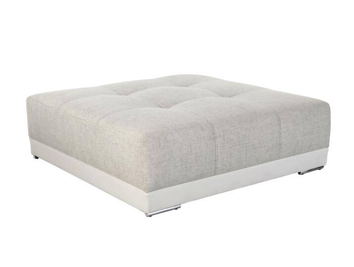 XXL-Hocker 120x120cm f. Big-Sofa Federkern Kunstleder Weiß + Webstoff Grau Beige / 15138 von luma-home