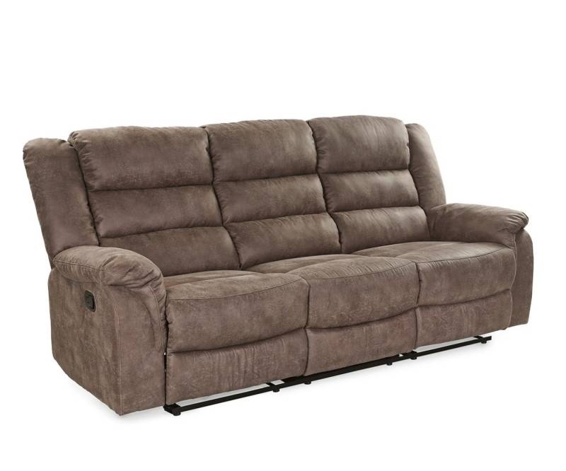 luma-home 3-Sitzer 15134-OTTO, Sofa mit halbautomatischer Relaxfunktion 212 cm breit, Federkern, Wellenunterfederung, Bezug Mikrofaser Vintage Grau Braun von luma-home