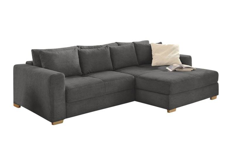 luma-home Ecksofa 15153, Dauerschläfer mit Bettkasten B288/T186/H86 cm, Liegefläche 153x245 cm, Federkern, Ottomane links oder rechts, Cord Grau Anthrazit luma-home Ecksofa 15153, Dauerschläfer mit Bettkasten B288/T186/H86 cm, Liegefläche 153x245 cm, Federkern, Ottomane links oder rechts, Cord Grau Anthrazit von luma-home
