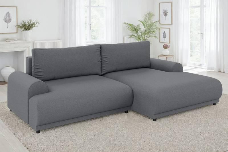 luma-home Ecksofa 21033, mit Schlaffunktion und Bettkasten, Wellenunterfederung, B240/T145/H81 cm, Liegefläche 130x196 cm, Ottomane rechts, Strukturstoff Dunkelgrau luma-home Ecksofa 21033, mit Schlaffunktion und Bettkasten, Wellenunterfederung, B240/T145/H81 cm, Liegefläche 130x196 cm, Ottomane rechts, Strukturstoff Dunkelgrau von luma-home
