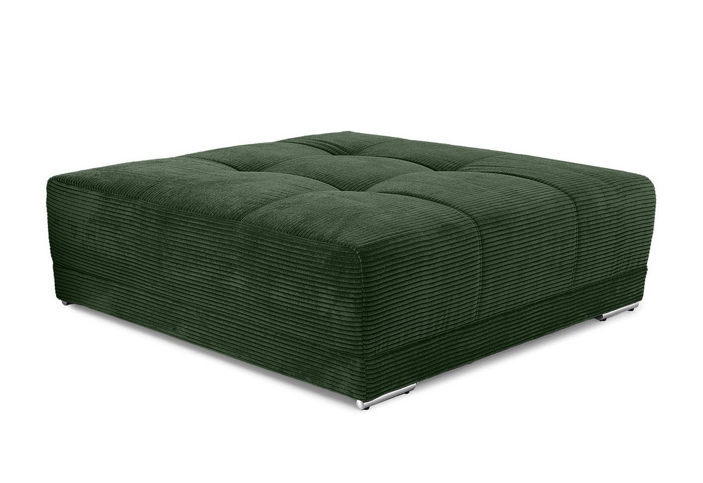 luma-home Polsterhocker 15176 (XXL-Hocker 120x120 cm mit Federkernpolsterung, passend zum Big Sofa), Cordstoff Grün von luma-home