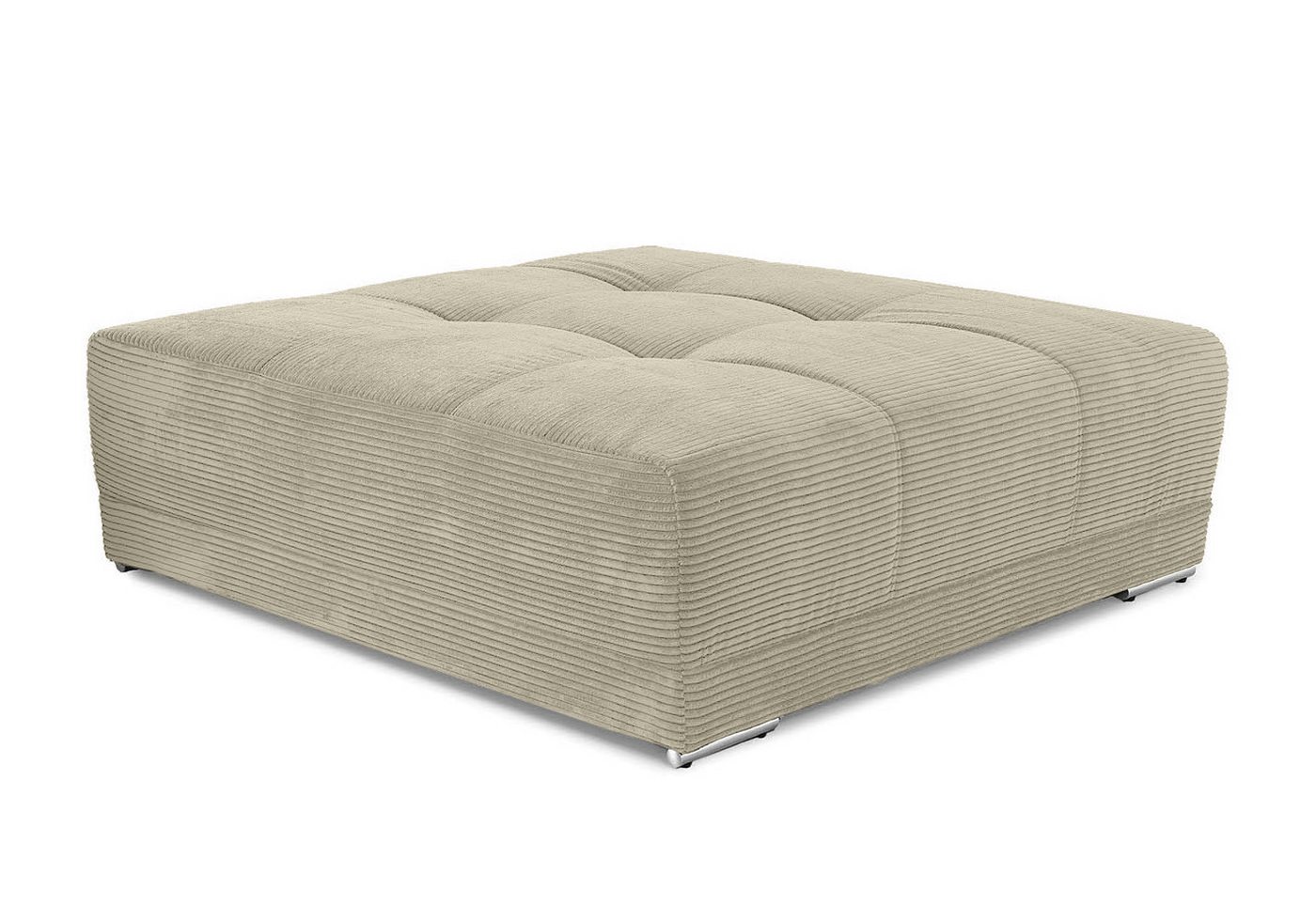 luma-home Polsterhocker 15177 (XXL-Hocker 120x120 cm mit Federkernpolsterung, passend zum Big Sofa), Cordstoff Beige Grau von luma-home