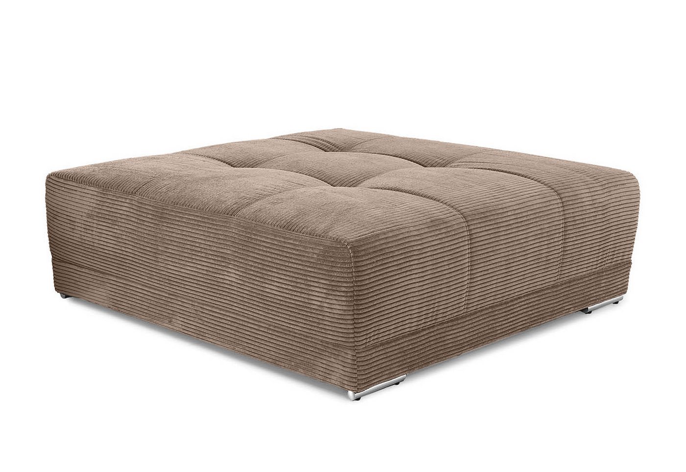 luma-home Polsterhocker 15178 (XXL-Hocker 120x120 cm mit Federkernpolsterung, passend zum Big Sofa), Cordstoff Braun Taupe von luma-home