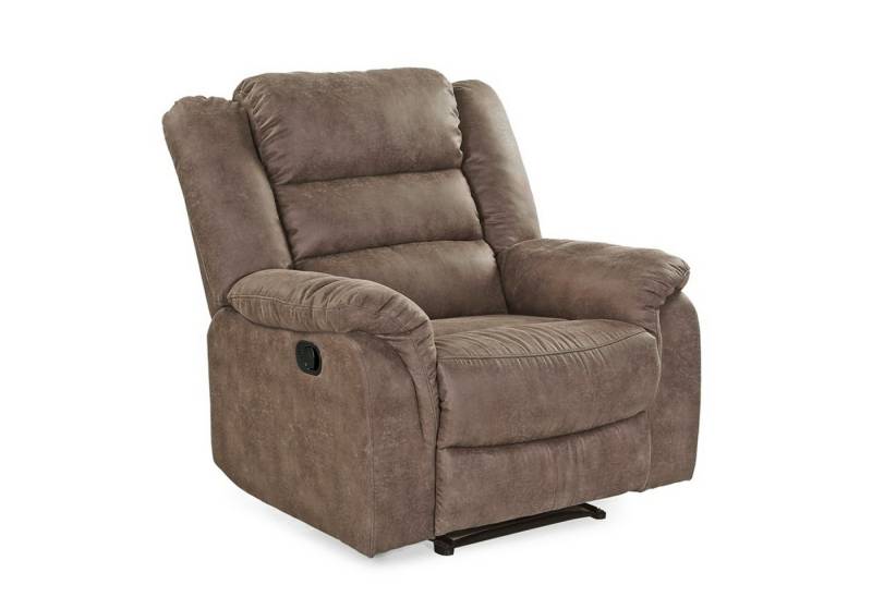 luma-home Relaxsessel 15132 (TV-Sessel mit halbautomatischer Relaxfunktion B95/T93/H103 cm), Federkern, Wellenunterfederung, Bezug Mikrofaser Vintage Grau Braun von luma-home