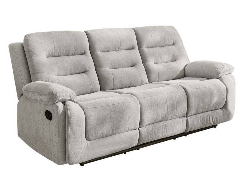 luma-home 3-Sitzer 15503, Sofa mit halbautomatischer Relaxfunktion B220/T98/H103 cm, Federkern, Wellenunterfederung, Bezug Chenille Grau von luma-home