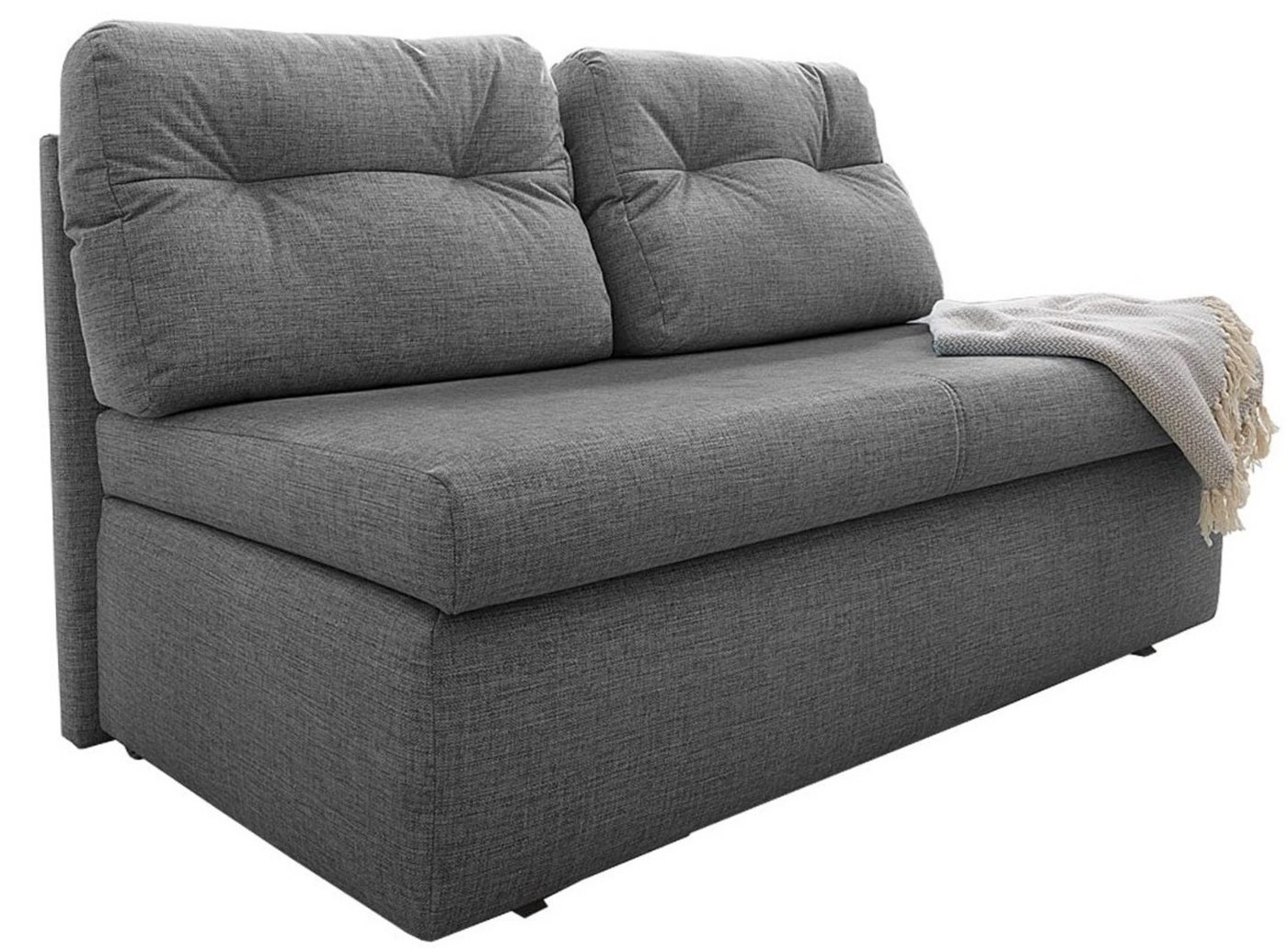 luma-home Schlafsofa 15119, 136 cm breit, Bettfunktion, Liegefläche 126x192 cm, Bettkasten, Mikrofaser, Grau von luma-home