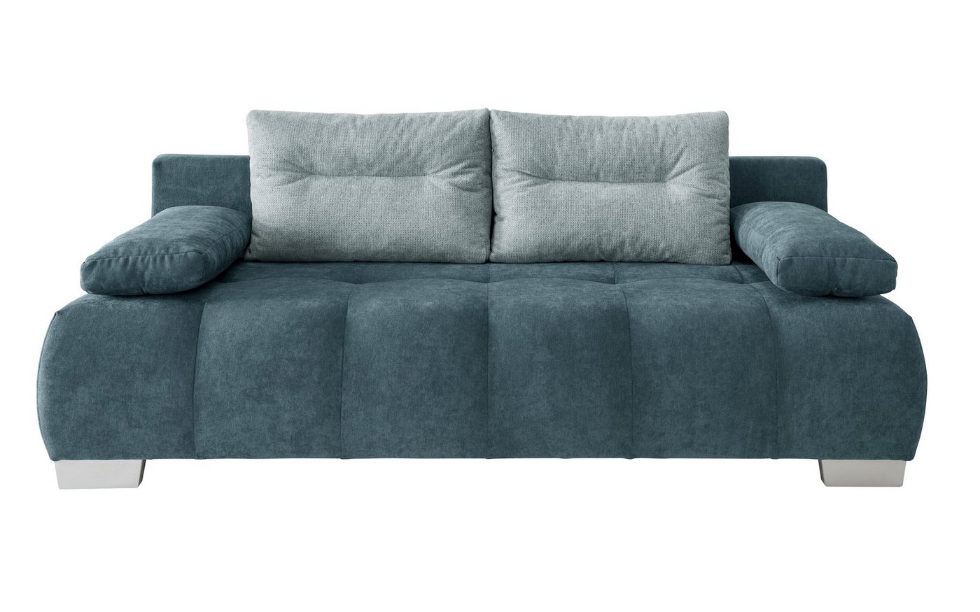 luma-home Schlafsofa 17212, mit Bettkasten 205 cm breit, attraktive Steppung, Federkern, Bettfunktion, Bezug Mikrofaser, Blau Petrol von luma-home