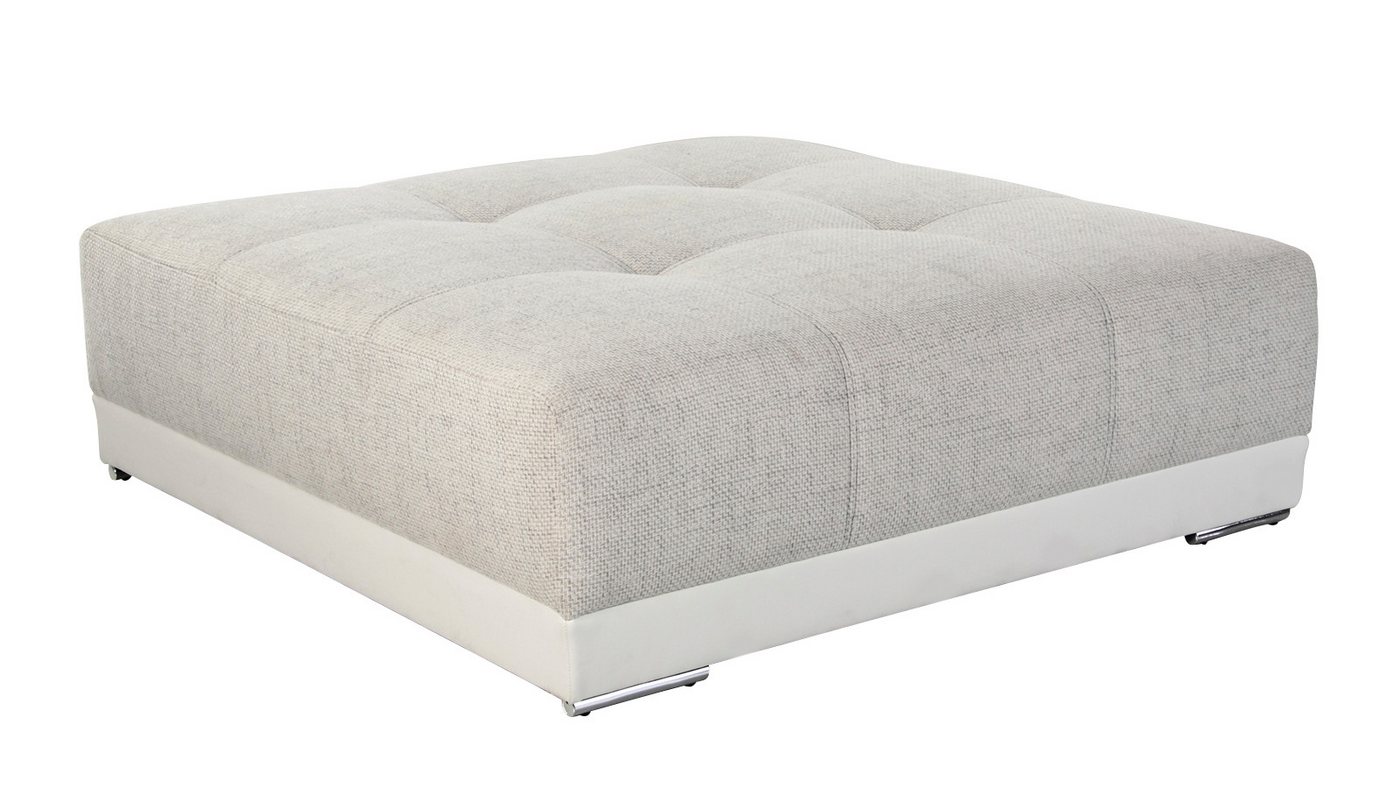 luma-home Polsterhocker 15138 (XXL-Hocker 120x120 cm mit Federkernpolsterung, passend zum Big Sofa), Kunstleder Weiß und Web-Strukturstoff Grau Beige von luma-home