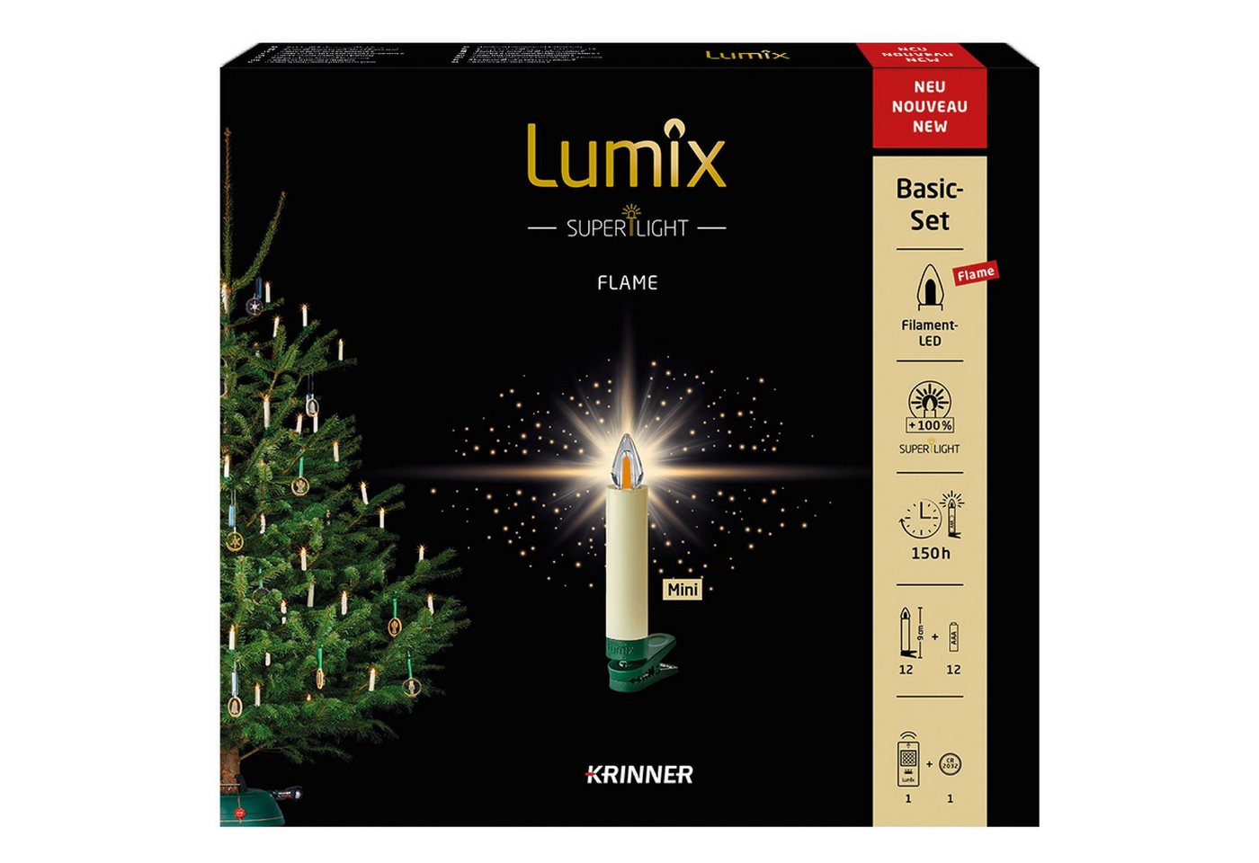 lumix LED-Christbaumkerzen LUMIX SuperLight Flame Mini Basis von lumix