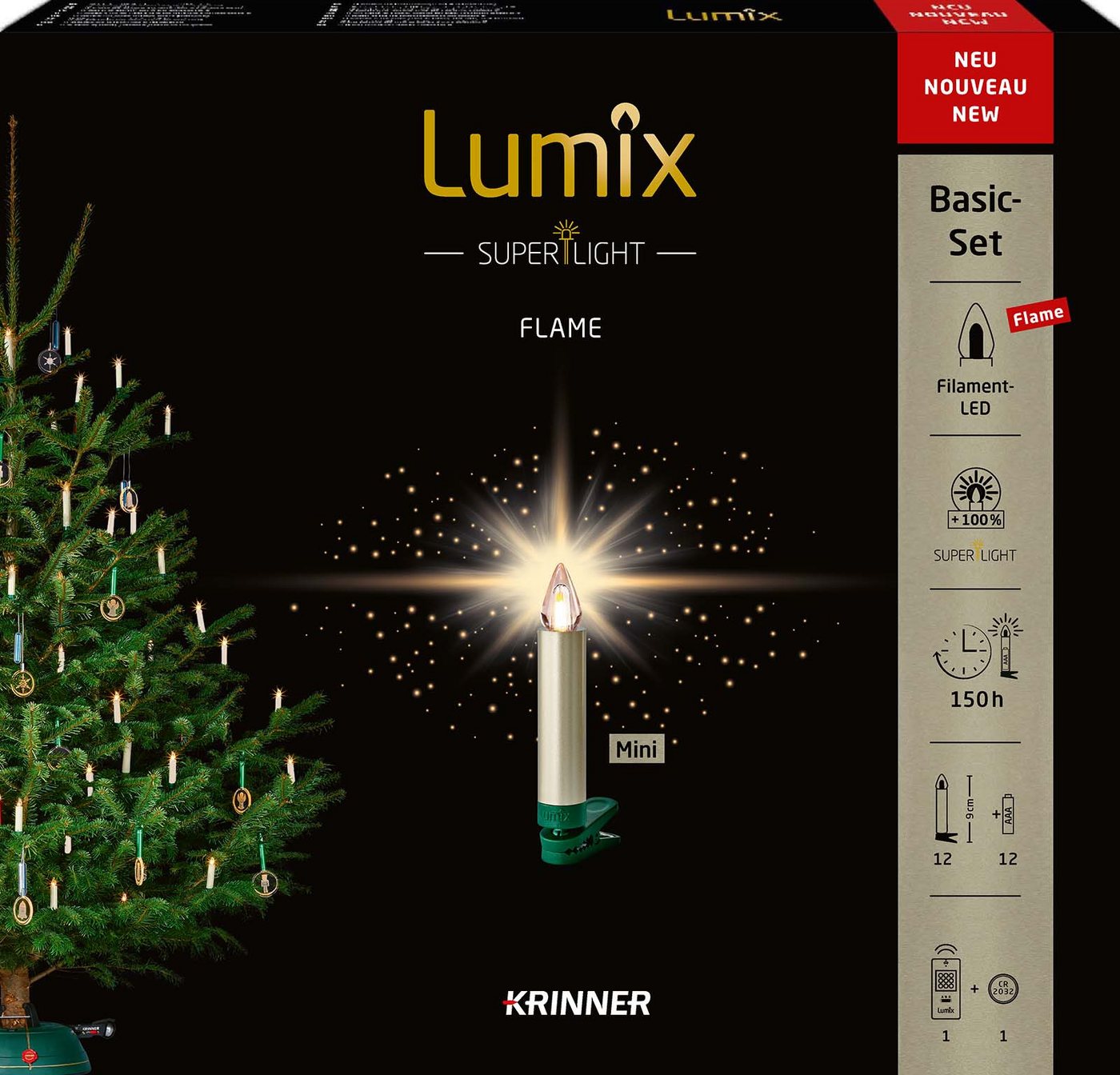 lumix LED-Christbaumkerzen LUMIX SuperLight Flame Mini Metallic Cashmere Basis von lumix