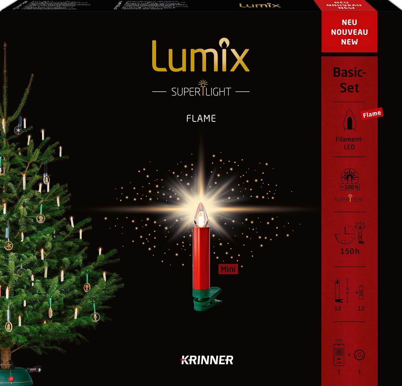 lumix LED-Christbaumkerzen LUMIX SuperLight Flame Mini Metallic Rot Basis von lumix