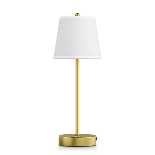 lundwa Tischlampe Kabellos Dimmbare LED Akku Tischleuchte 40CM mit 6000mAh, Weißer akku Nachttischleuchte, 4W 2700K/4000K/6000K Touch Control LED Tischlampe für Schlafzimmer Büro Kinderzimmer(Gold) von lundwa