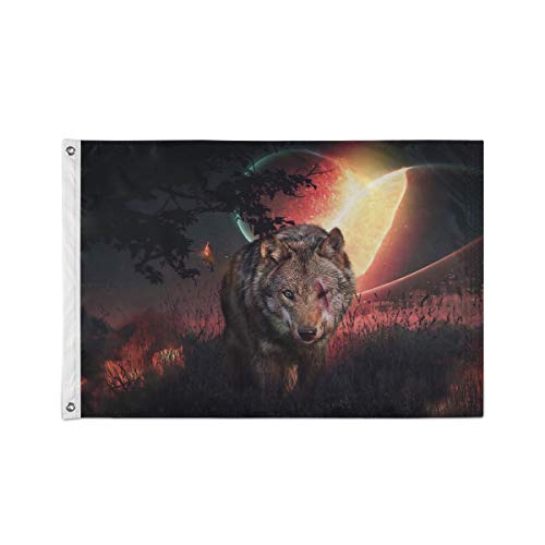 3x5 FT Gartenflagge, Galaxy Wolf Polyester-Flying Flag Banner mit Ösen für Haus Outdoor Yard Festival Decor 3x5 FT Gartenflagge, Galaxy Wolf Polyester-Flying Flag Banner mit Ösen für Haus Outdoor Yard Festival Decor von luoheyinbangshangmaoyouxiangongsi