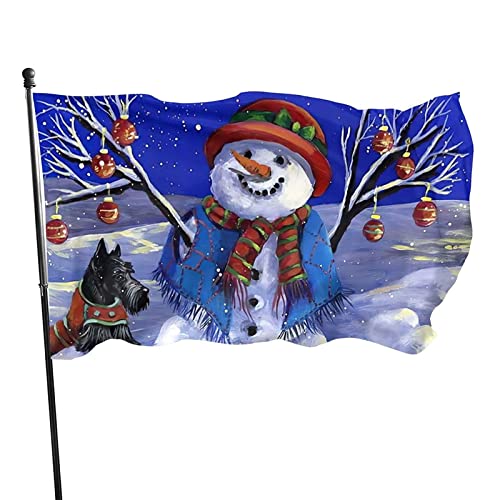 Flagge 3x5 FT Banner Flagge Bunte Weihnachten Neujahr Ostern Flagge,lichtbeständige Garten Flaggen (Weihnachtsschneemann,süßer Hund,Scottish Terrier) von luoheyinbangshangmaoyouxiangongsi