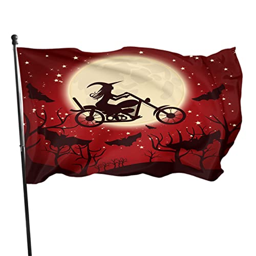 Halloween-Flagge 3x5 Ft Hexe Mond Stern Nacht Fledermäuse rot Gartenfahnen Hausfahnen Willkommenshof Banner Innen- und Außendekoration von luoheyinbangshangmaoyouxiangongsi