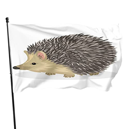 Igel-Flagge 3x5 Ft süßes Tier mit grauen Dornen Cartoon Tierwelt Outdoor-Flaggen große Willkommens-Werbebanner Hausgarten Hof Rasendekoration von luoheyinbangshangmaoyouxiangongsi