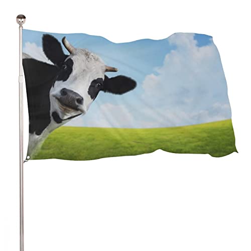 Lebendige Farbflagge für Dekoration,Flaggen banner für Home Bar Farm,Lustige Flagge 3x5 FT mit Ösen und langlebig,Lustige Kuh,150 x 90 cm von luoheyinbangshangmaoyouxiangongsi