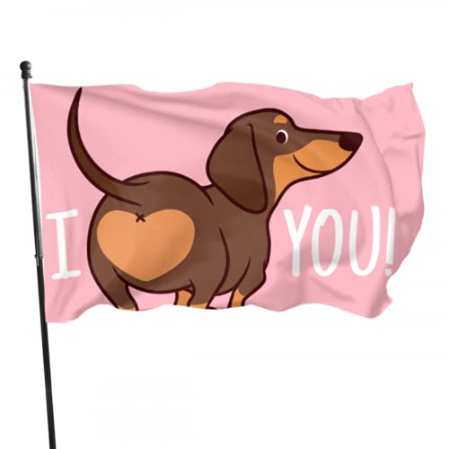 Niedlicher lächelnder Dackel,Hündchen,Raumdekoration,Flaggen,Flaggendruck,3x5 FT,leuchtende Farben,Polyester und Messingösen von luoheyinbangshangmaoyouxiangongsi