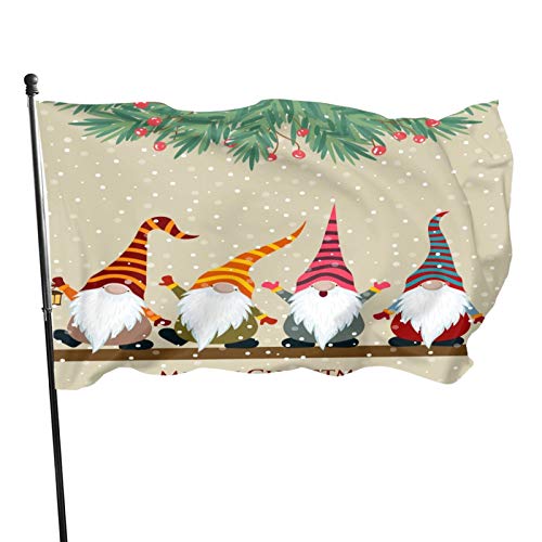 Weihnachts-Winterzwerge-Flagge, 3x5 FT/90X150 CM Polyester-Banner mit Ösen, Gartenhof-Hausflaggen für Innen- und Außendekoration von luoheyinbangshangmaoyouxiangongsi