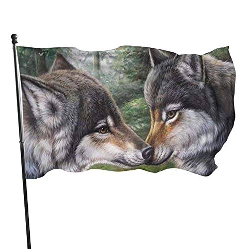 Wolf 3x5 Ft Flagge, Polyesterflagge mit Messingösen für den Innen- und Außenbereich Wolf 3x5 Ft Flagge, Polyesterflagge mit Messingösen für den Innen- und Außenbereich von luoheyinbangshangmaoyouxiangongsi