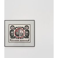 Gerahmter Vintage H König Nordwestküsten-Druck-Bleistift Signiert "Man Nimmt Welt Vom Meer An" 10/50 Schwarz-Rot-Weiß Nw Erste Völker Kunst von luola