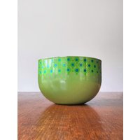 Vintage Mid Century German Green/Blue Vefa Lollipop Merrill Ames Emaille Schale 1960Er West Germany 8" von luola