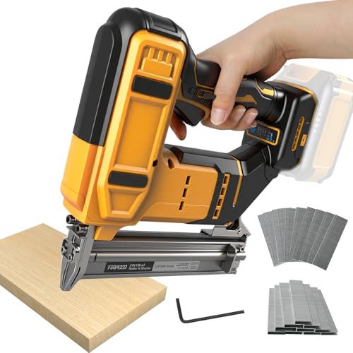 Akku Brad Nagler, 2-in-1 Bürstenlose elektrischer Klammerpistole Hefter 18GA Nagelpistole Tacker für Dewalt mit 1000 Nägeln, 1000 Klammern für DIY Holztischlerei (ohne Akku) von luolety