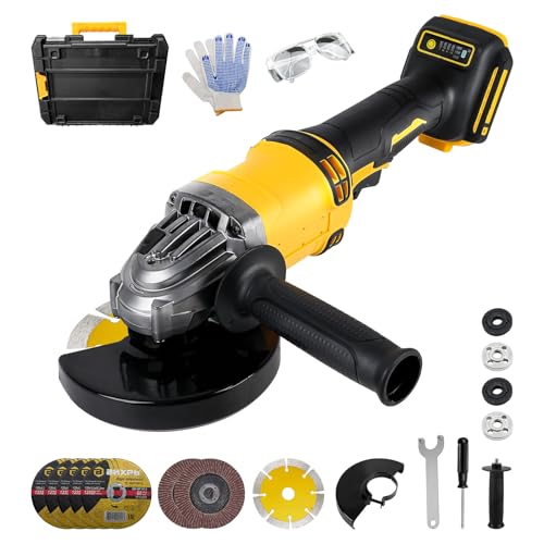 Akku-Winkelschleifer für Dewalt 18 V 20 V Akku, 125 mm 10.000 U/min Trennwerkzeug elektrischer Schleifer bürstenloser Motor mit 6 Klingen zum Schneiden von Holz Kunststoff Metall Polieren Akku-Winkelschleifer für Dewalt 18 V 20 V Akku, 125 mm 10.000 U/min Trennwerkzeug elektrischer Schleifer bürstenloser Motor mit 6 Klingen zum Schneiden von Holz Kunststoff Metall Polieren von luolety