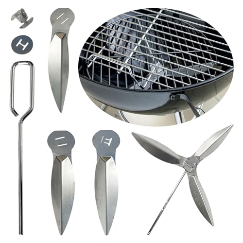 luolety 18-1/2 Zoll One-Touch-Reinigungssystem Kit 47 cm, 2 Set Grills für Weber Grill 90992 3618 7443 307443 307408 90719 Cha-rcoal Kugelgrills 7444 Kettle One Touch Reinigungsset von luolety